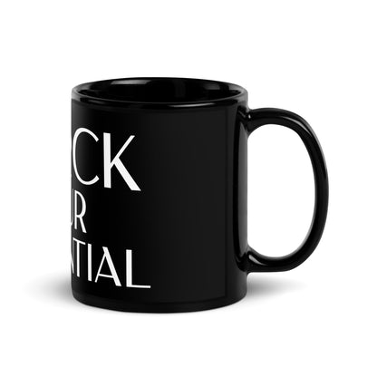 Unlock Your Potential Black Glossy Mug